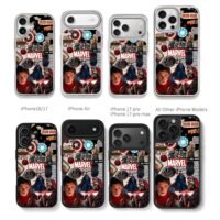 Marvel collage Iron Man Spiderman Chris Brown Phone Case Black Electroplated Silver For Iphone 11 To 17