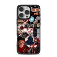 Marvel collage Iron Man Spiderman iPhone 16 Pro Max Black Case