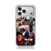 Marvel collage Iron Man Spiderman iPhone 17 Pro Max Electroplated Silver Case1