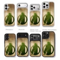 Marvel Hulk silhouette with Avengers logo retro art Chris Brown Phone Case Black Electroplated Silver For Iphone 11 To 17