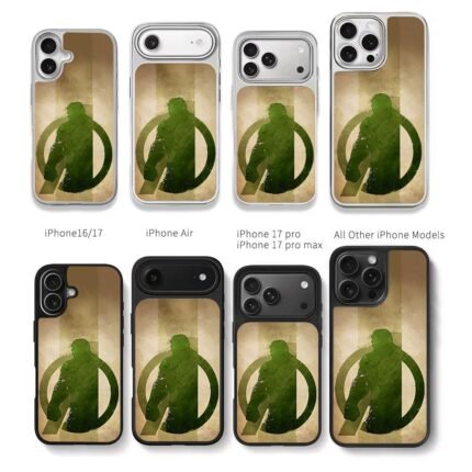 Marvel Hulk silhouette with Avengers logo retro art Chris Brown Phone Case Black Electroplated Silver For Iphone 11 To 17