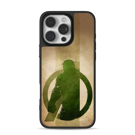 Marvel Hulk silhouette with Avengers logo retro art iPhone 16 Pro Max Black Case