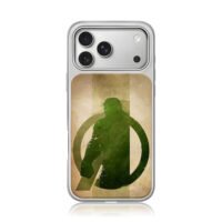 Marvel Hulk silhouette with Avengers logo retro art iPhone 17 Pro Max Electroplated Silver Case1