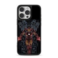 Marvel Iron Man tech blueprint art iPhone 16 Pro Max Black Case