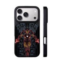 Marvel Iron Man tech blueprint art iPhone 17 Pro Max Black Case
