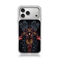 Marvel Iron Man tech blueprint art iPhone 17 Pro Max Electroplated Silver Case1