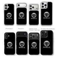 Marvel SHIELD eagle circular logo Chris Brown Phone Case Black Electroplated Silver For Iphone 11 To 17