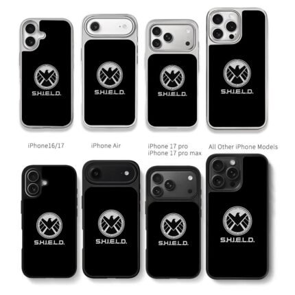 Marvel SHIELD eagle circular logo Chris Brown Phone Case Black Electroplated Silver For Iphone 11 To 17