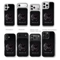 Marvel SHIELD eagle logo dark badge Chris Brown Phone Case Black Electroplated Silver For Iphone 11 To 17