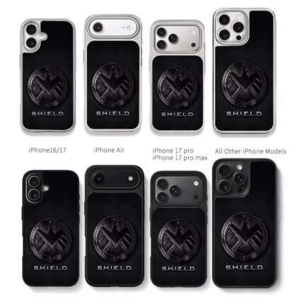 Marvel SHIELD eagle logo dark badge Chris Brown Phone Case Black Electroplated Silver For Iphone 11 To 17