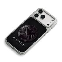 Marvel SHIELD eagle logo dark badge iPhone 17 Pro Max Electroplated Silver Case2
