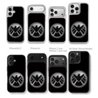 Marvel SHIELD silver eagle logo Chris Brown Phone Case Black Electroplated Silver For Iphone 11 To 17