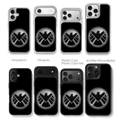 Marvel SHIELD silver eagle logo Chris Brown Phone Case Black Electroplated Silver For Iphone 11 To 17