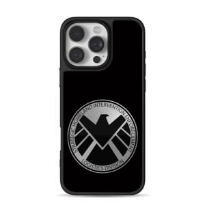 Marvel SHIELD silver eagle logo iPhone 16 Pro Max Black Case