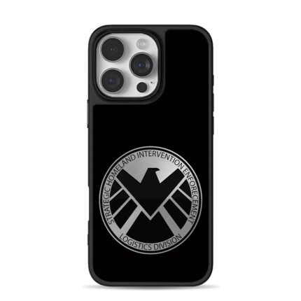 Marvel SHIELD silver eagle logo iPhone 16 Pro Max Black Case