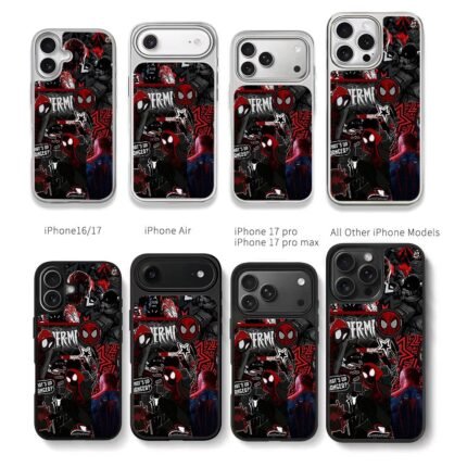 Marvel Spider-Man Miles collage Chris Brown Phone Case Black Electroplated Silver For Iphone 11 To 17