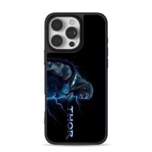 Marvel Thor blue lightning Thor art iPhone 16 Pro Max Black Case