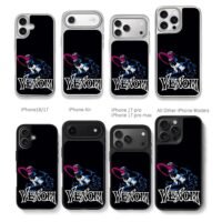 Marvel Venom villain art with text Chris Brown Phone Case Black Electroplated Silver For Iphone 11 To 17
