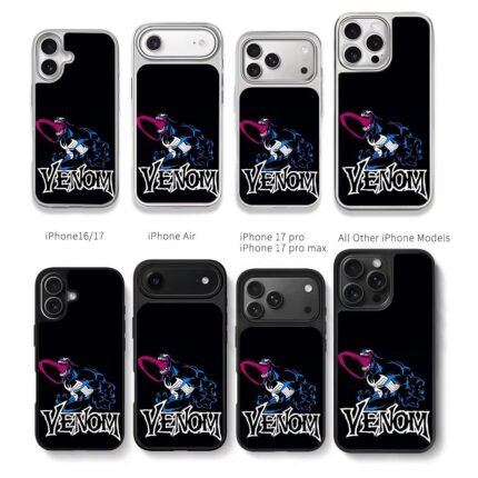 Marvel Venom villain art with text Chris Brown Phone Case Black Electroplated Silver For Iphone 11 To 17