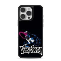 Marvel Venom villain art with text iPhone 16 Pro Max Black Case