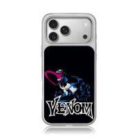 Marvel Venom villain art with text iPhone 17 Pro Max Electroplated Silver Case1