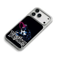 Marvel Venom villain art with text iPhone 17 Pro Max Electroplated Silver Case2