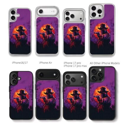 Masked cowboy revolver purple sun Chris Brown Phone Case Black Electroplated Silver For Iphone 11 To 17
