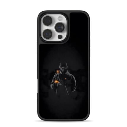 Masked tactical soldier firing gun iPhone 16 Pro Max Black Case
