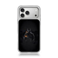 Masked tactical soldier firing gun iPhone 17 Pro Max Electroplated Silver Case1