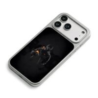 Masked tactical soldier firing gun iPhone 17 Pro Max Electroplated Silver Case2