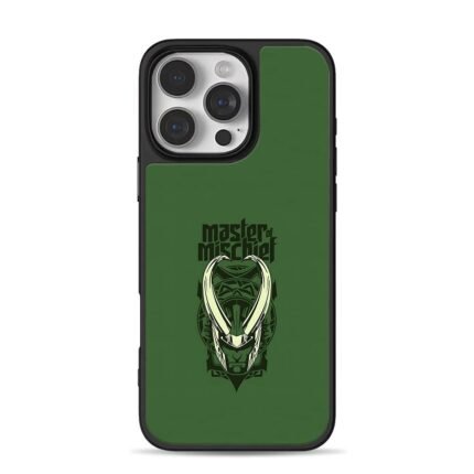 Master of Mischief Loki helmet art iPhone 16 Pro Max Black Case