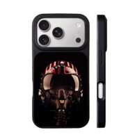 Maverick Top Gun striped helmet iPhone 17 Pro Max Black Case