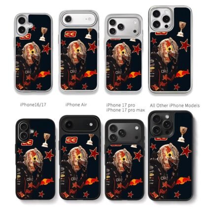 Max Red Bull F1 helmet trophy stars Chris Brown Phone Case Black Electroplated Silver For Iphone 11 To 17
