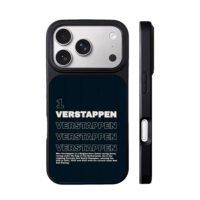 Max Verstappen 1 F1 text print iPhone 17 Pro Max Black Case