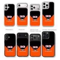 Max Verstappen 33 F1 orange black Chris Brown Phone Case Black Electroplated Silver For Iphone 11 To 17
