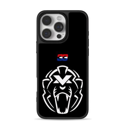 Max Verstappen 33 white lion logo iPhone 16 Pro Max Black Case