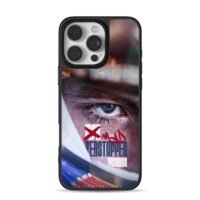 Max Verstappen eye with mad text iPhone 16 Pro Max Black Case