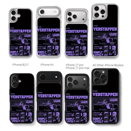 Max Verstappen F1 Red Bull champion Chris Brown Phone Case Black Electroplated Silver For Iphone 11 To 17