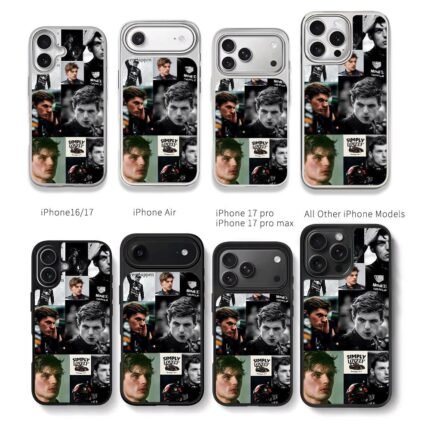 Max Verstappen F1 Red Bull collage Chris Brown Phone Case Black Electroplated Silver For Iphone 11 To 17