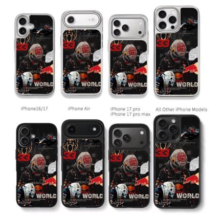 Max Verstappen Red Bull F1 33 champ Chris Brown Phone Case Black Electroplated Silver For Iphone 11 To 17