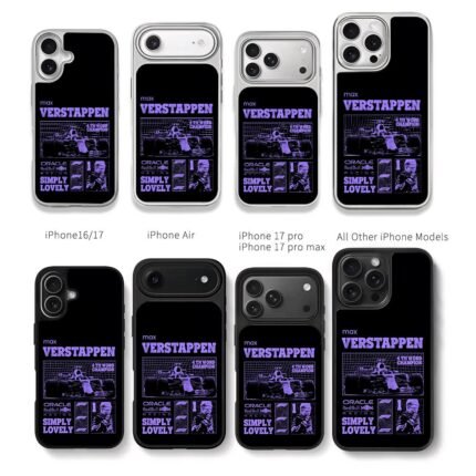 Max Verstappen Red Bull F1 Champ Chris Brown Phone Case Black Electroplated Silver For Iphone 11 To 17