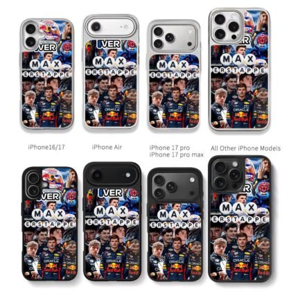 Max Verstappen Red Bull F1 collage Chris Brown Phone Case Black Electroplated Silver For Iphone 11 To 17