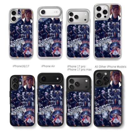 Max Verstappen Red Bull F1 collage Chris Brown Phone Case Black Electroplated Silver For Iphone 11 To 17