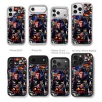 Max Verstappen Red Bull F1 collage Chris Brown Phone Case Black Electroplated Silver For Iphone 11 To 17