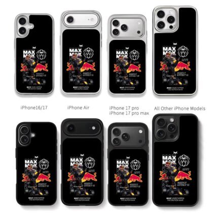 Max Verstappen Red Bull F1 racecar Chris Brown Phone Case Black Electroplated Silver For Iphone 11 To 17