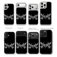 Mayhem inverted bat cross logo Chris Brown Phone Case Black Electroplated Silver For Iphone 11 To 17