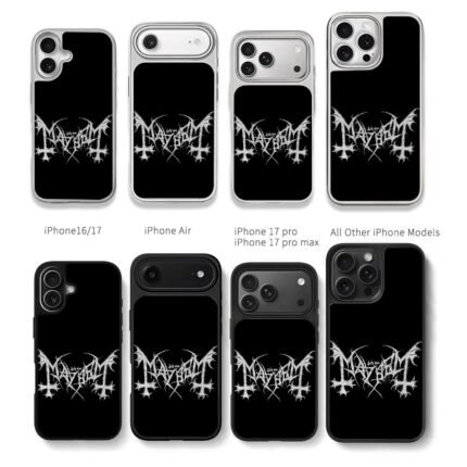Mayhem inverted bat cross logo Chris Brown Phone Case Black Electroplated Silver For Iphone 11 To 17