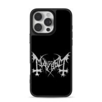 Mayhem inverted bat cross logo iPhone 16 Pro Max Black Case