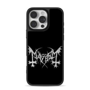 Mayhem inverted bat cross logo iPhone 16 Pro Max Black Case