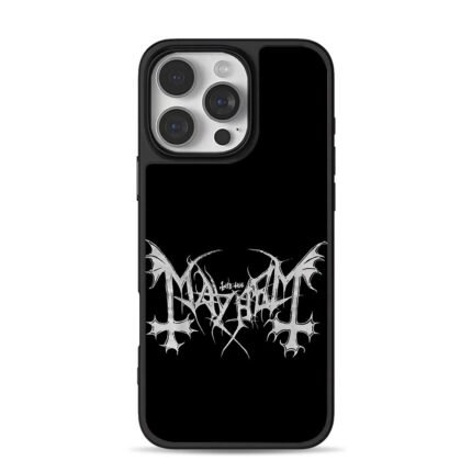 Mayhem inverted bat cross logo iPhone 16 Pro Max Black Case